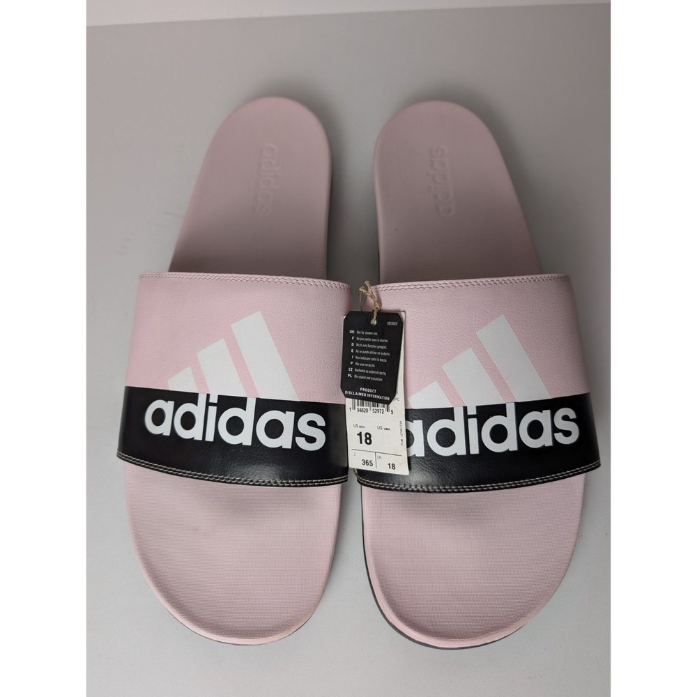 NWT Adidas Adilette Comfort Men Size 18 Pink White Original Adult Slides Sandals - Picture 1 of 11